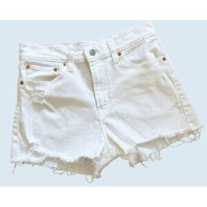 Levi's White Distressed Women Shorts
